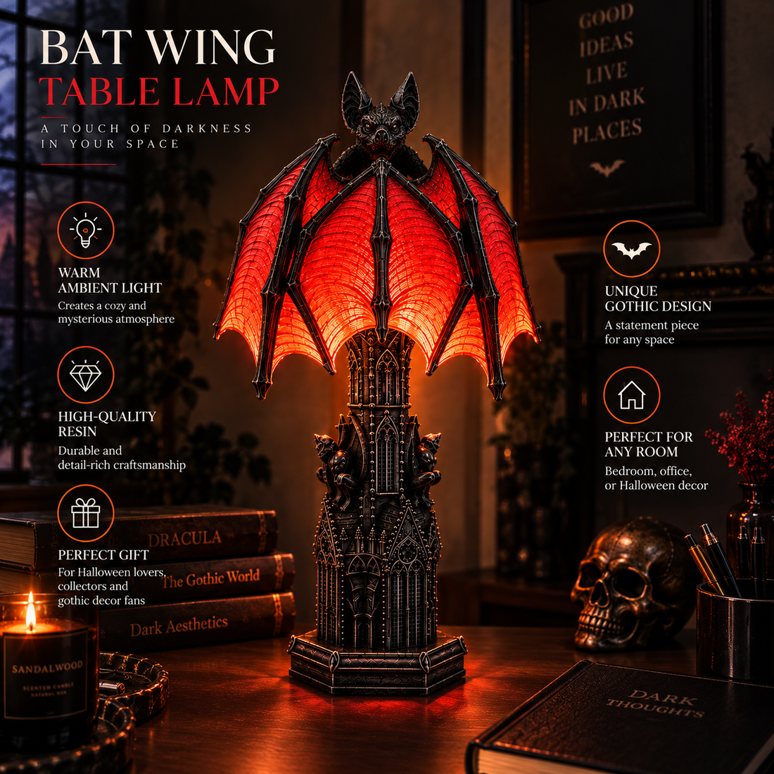 Bat Halloween Lamp By Luera